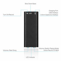96 Hours Digital Voice Activated Audio Recorder Hidden Mini Audio MP3 Player US