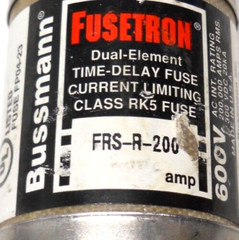 LOT OF 2 NEW BUSSMANN FUSETRON FRS-R-200 TIME DELAY FUSE 200A 600V