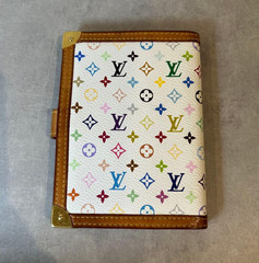 Louis Vuitton Monogram Multicolor Notebook Cover R20896 White Planner Cover Auth