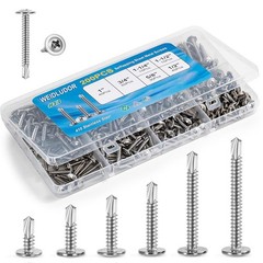 200PCS Sheet Metal Self-Drilling Screws Assortment Kit – #8 Truss Head Stainless