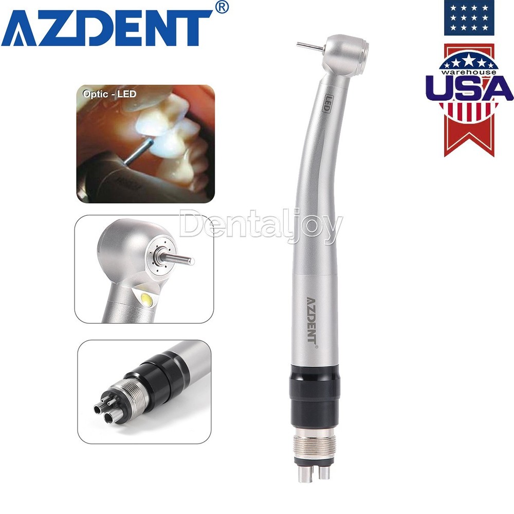 AZDENT Dental LED E-generator High Speed Handpiece With 4 Hole Quick Coupler