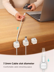 9 Pack Magnetic Cable Clips 7.5 mm (0.3 inches) diameter cable slot, White