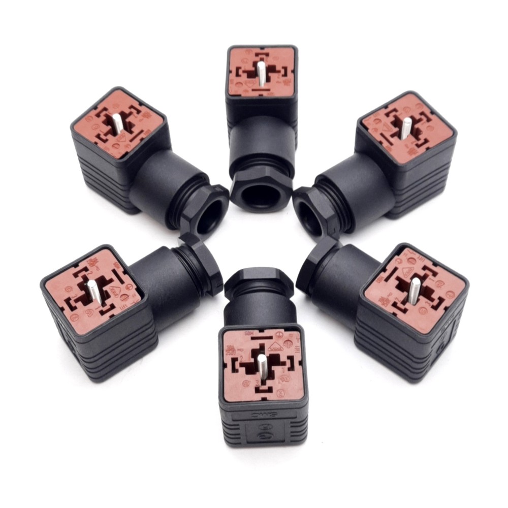 Lot of 6 SMC DIN 43650 A Solenoid Connector Form A 3-Contact + Ground 250VAC 10A