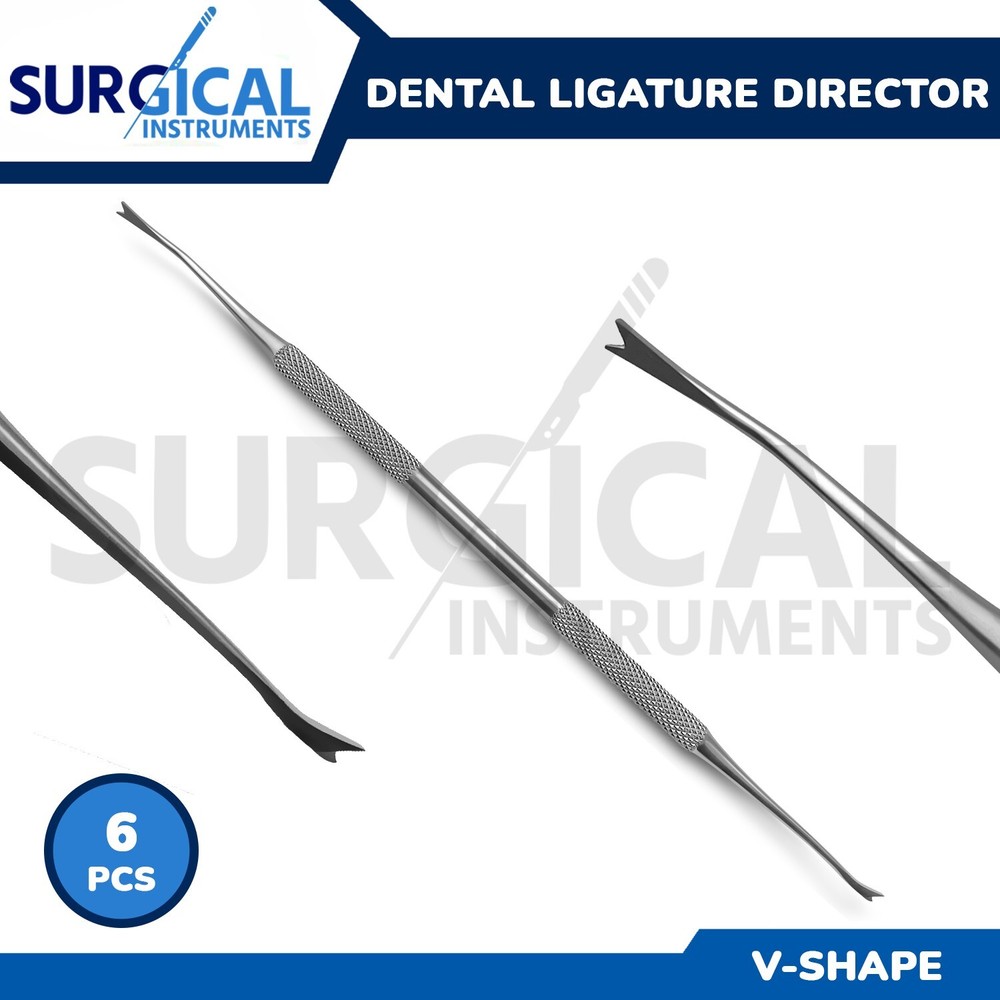 6 Dental Ligature Director Double Ended V-Shape orthodontic Surgical German Grad