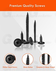 #8 Phillips Wafer Head Self Tapping Screws Wood Screw Black Phosphate Truss Head