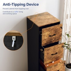 4-Drawer Tall File Cabinet with Independent Locks, Letter-Size Hanging Anti-Tip