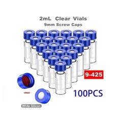 100/1000Pcs 2mL Glass vial Lab vials Sample Vials w/ Cap w/ 0.25mL Vial Inserts