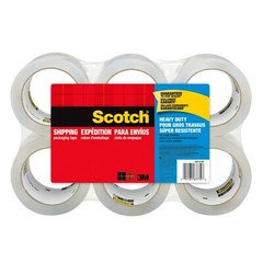 Scotch Heavy Duty Shipping Tape, 6 Rolls/Pack, 1.88″ x 54.6 yds, Clear (38506)..