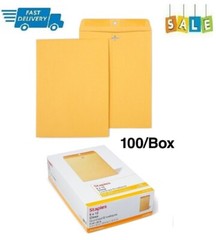 100 Pcs CLASP ENVELOPES 9×12 28lb Kraft Shipping Mailing Gummed Business Manila