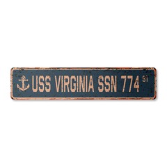 USS VIRGINIA SSN 774 Vintage Street Sign us navy ship veteran sailor rustic gift