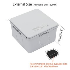 IP65 Water Resistant Dustproof ABS Plastic Electrical Junction Box 3.1×3.1×1.9