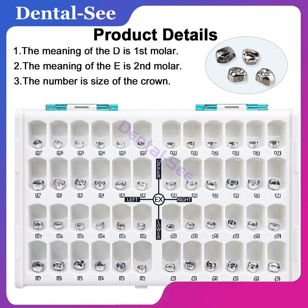 48 Sizes Dental Kids Crown Primary Molar Pediatric stainless steel Crowns Kit