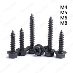 Black Steel Phillips Cross Hex Flange Head Self Tapping Screws M4 M5 M6 M8