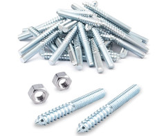 POWERTEC QHB1003 3/8″-16 x 3″ Hanger Bolts With 2 Hex Nuts – Pack of 50