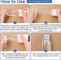 Mini Stretch Wrap Film Unheated Shrink Wrap Roll for Bottles/Jars Seal Packing (