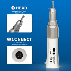 DMXDENT Dental Slow Low Speed Handpiece Straight Contra Angle Air Motor 4/2Holes