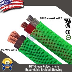 25 FT 1/2″ Green Expandable Wire Cable Sleeving Sheathing Braided Loom Tubing US