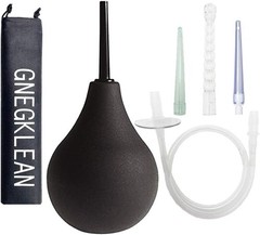 Kit Lavativa Silicona Negra 225ml Limpieza Anal Vaginal Manguera 4 Boquillas