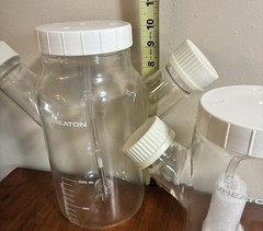 🚨2x Wheaton 1000mL + 500mL Mixing Glass Lab Spinner Flasks Double Sidearm