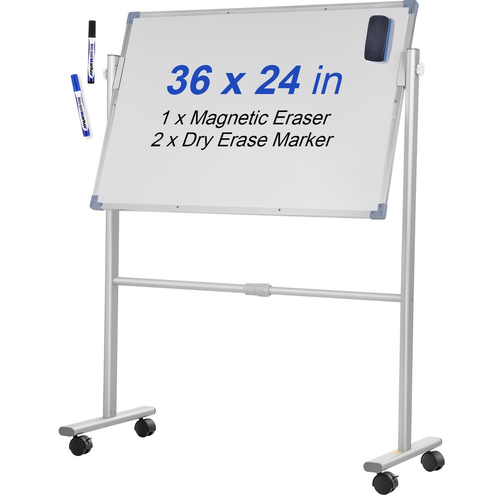 VEVOR Mobile Dry Erase Board Magnetic Whiteboard w/ Stand 36″ x 24″ Double Sided