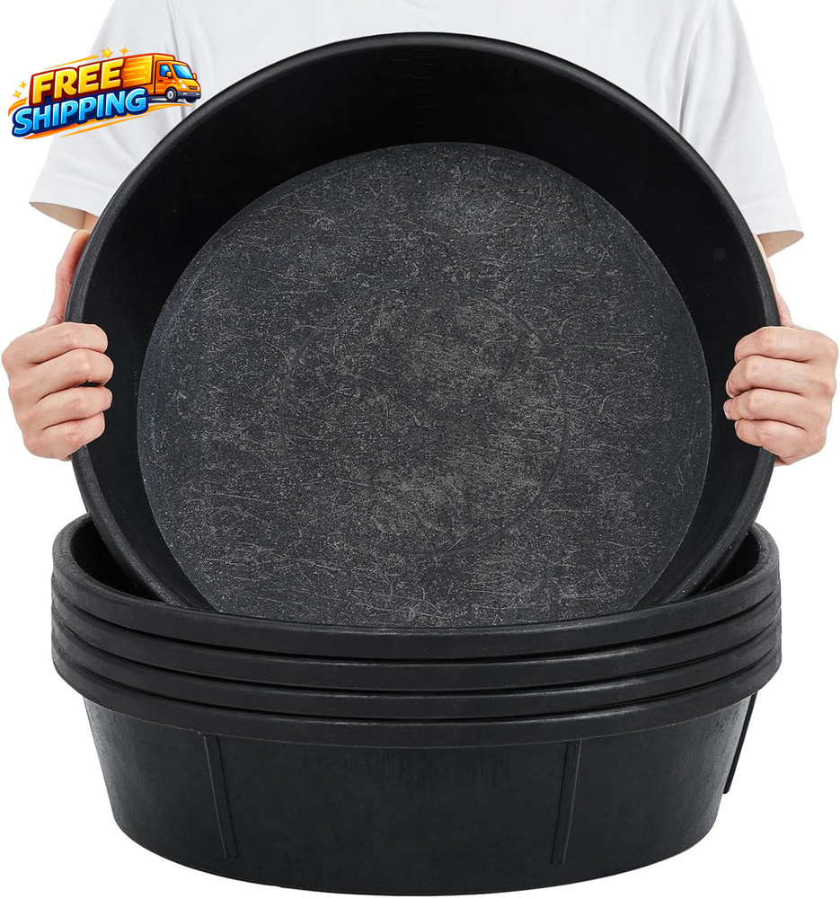 5 Pcs Rubber Feed Pan 12 Quart/ 3 Gallon Utility Horse Feed Bucket Rubber Bowl