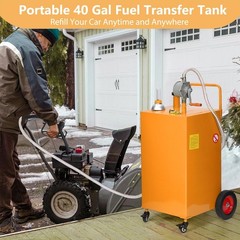 40 Gallon Fuel Caddy ,Portable Gas Diesel Oil Transfer Tank with 4 Wheels & Pump