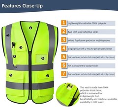 Reflective Safety Vest for Women Men High Visibility With Pocket Zipper
