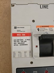 Cutler-Hammer MDL 50k 800A 3-Pole Circuit Breaker 551-600V MDL3800F MT3800T
