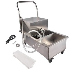 110V 370W Fryer Oil Filter Cart Machine Commercial Cooking Oil Filtration System