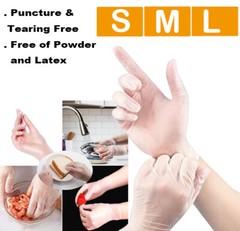 10-2000 pcs Vinyl Gloves,Clear,S,M,L