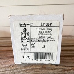 Pass & Seymour Legrand Turnlok Plug L1120-P NEMA L11-20P 20A 250V Black & White