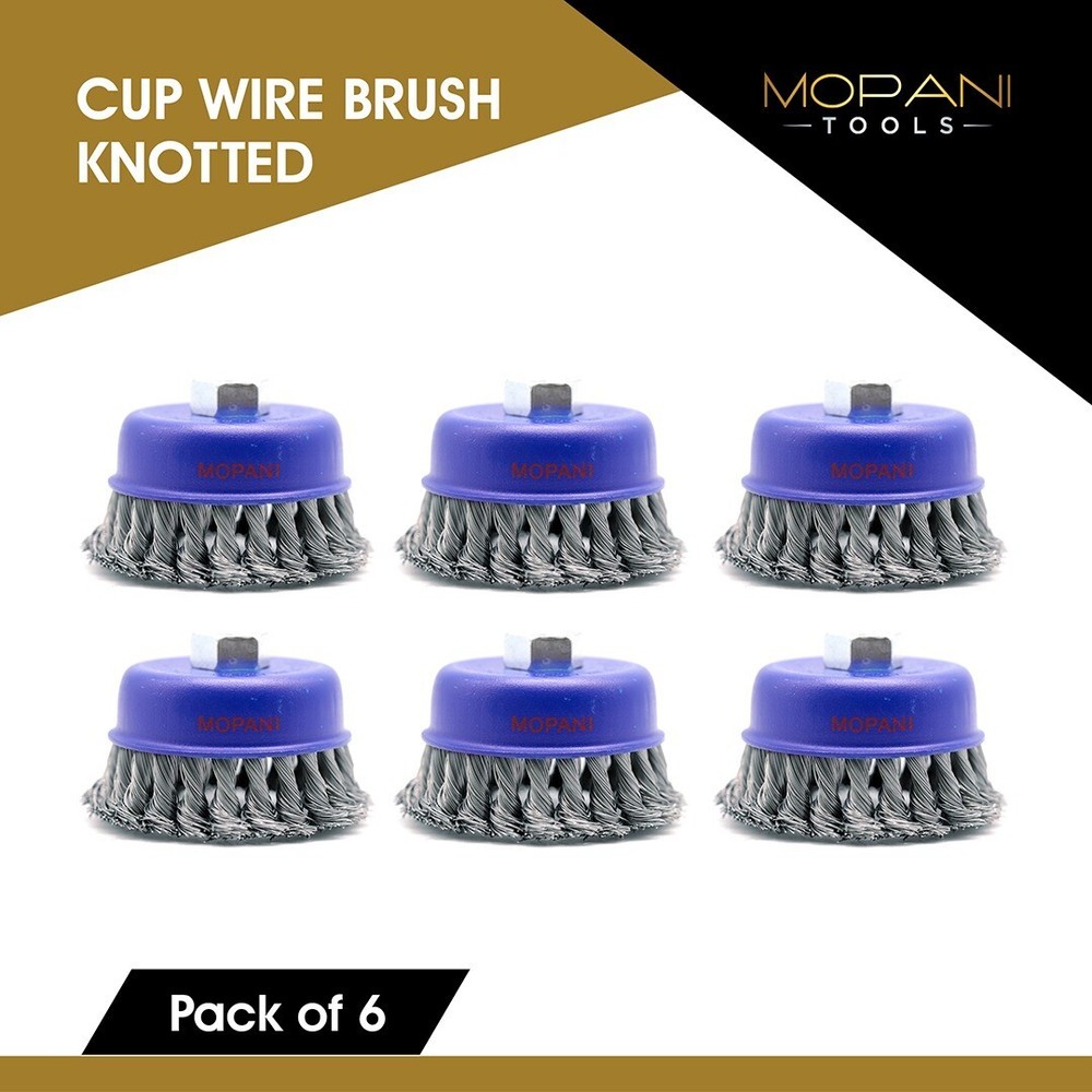 4 Inch Wheel Cup Brush (4″ Twisted/Knotted) For 5/8″-11 Angle Grinders – 6 Pcs