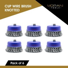 6 Pack – Wheel Cup Brush 4 Inch (4″ Twisted/Knotted) For 5/8″-11 Angle Grinders