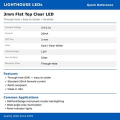 10 x LED 3mm Clear Cool White Ultra Bright Flat Top Wide Angle LEDs Light Car