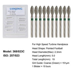 Dental Diamond Burs FG Round End Taper Football Fine Coarse 856 850 High Speed