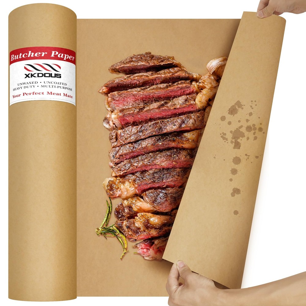 Brown Butcher Roll, 12 Inch X 80 Feet, Unwaxed BBQ for Smoking Meat and Charc…
