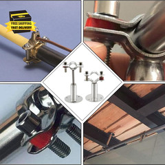 2 Pcs Stainless Steel Wall Mount Ceiling Mount Pipe Support, Adjustable Ceiling