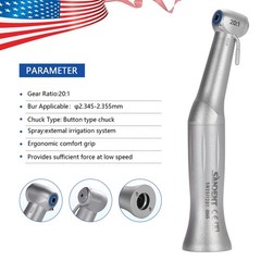 Dental 20:1 Reduction Implant Contra Angle Low Speed Push Button Handpiece
