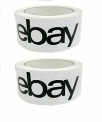 2 Rolls eBay Branded Shipping Tape With BLACK Logo – 2″ x 75 Yards New