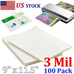 100Pack Thermal Laminating Pouches 3 Mil 9×11.5 In Letter Size Plastic Laminator