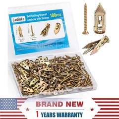 180 PCS Self-Drilling Drywall Anchors KIT – 90 Metal Winged Zinc Plated Drywall