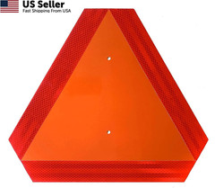 Slow Moving Vehicle Sign, Farm Triangle Safety 14×16 inches, Orange