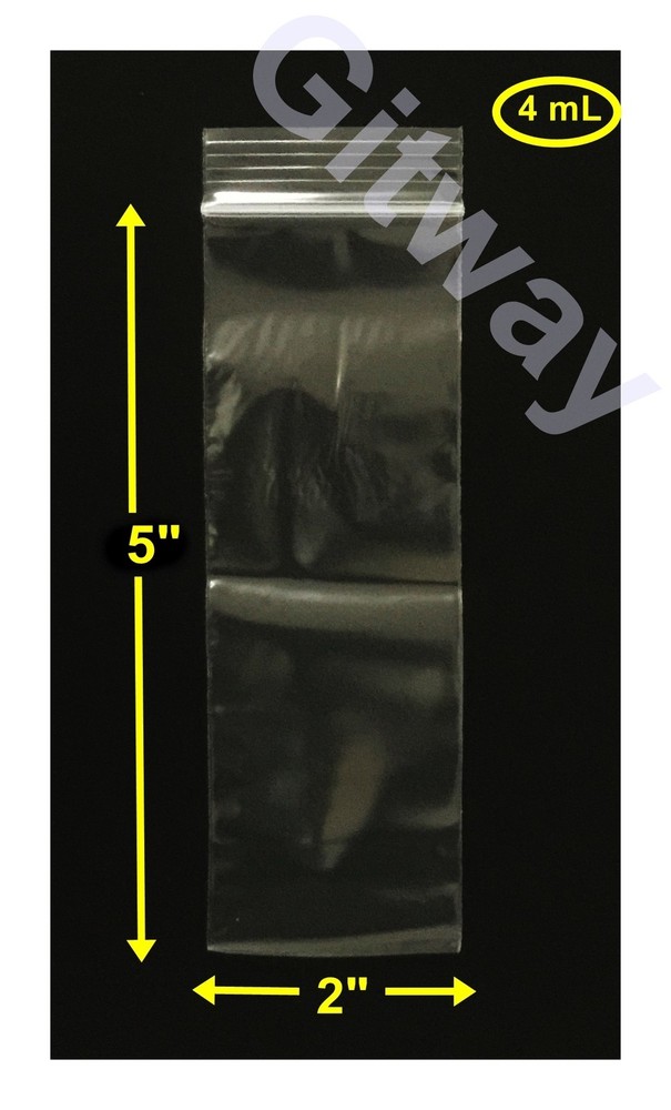 2″ x 5″ Reclosable Resealable Zip Top Lock 2×5″ Clear Plastic Poly Bags 4 MIL