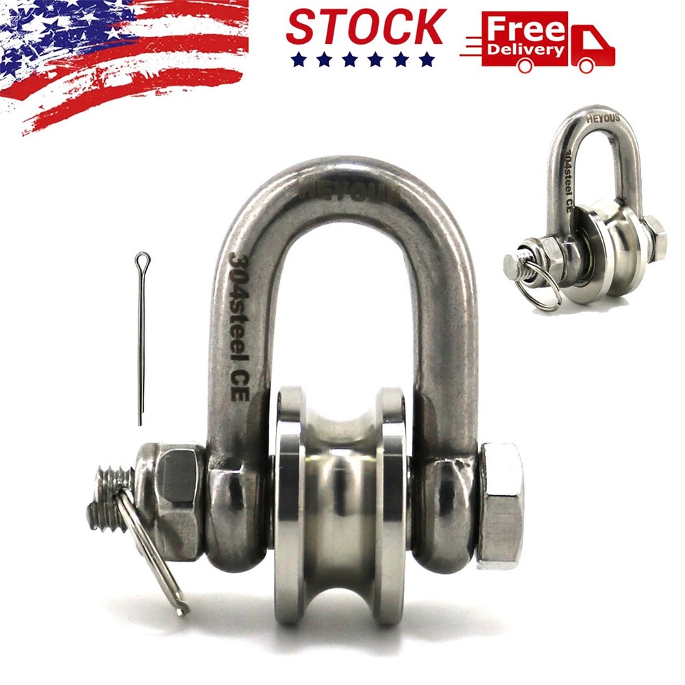 1PCS Stainless Steel Wheel Pulley Block Wheave U Groove Rope Pulley Cable Pulley