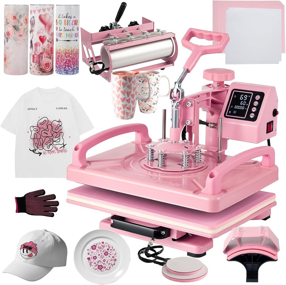 5 in 1 Heat Press Machine Digital Transfer Sublimation T-Shirt /Mug/Plate Hat