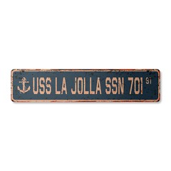 USS LA JOLLA SSN 701 Vintage Street Sign us navy ship veteran sailor rustic gift