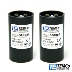 TEMCo 216-259 uf/MFD 220-250 VAC volts Round Start Capacitor 50/60 Hz -Lot-2