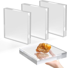 SAMYUCHO Acrylic Base Stand 4 Pack 6 X 6 X 1 Inch Acrylic Blocks for Display Tro