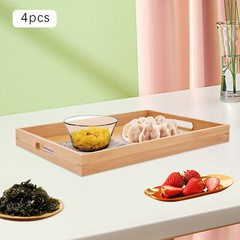 Bamboo Serving Trays 4-Piece Set Rectangular 18.1 × 13 × 1.4 In Log Color