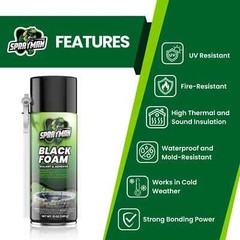 Sprayman Black Foam Sealant – Pond Waterfall Landscaping, 12oz 12 Pk – Straw Use